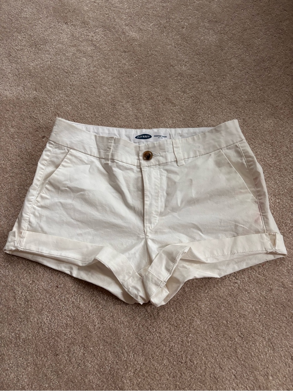 Old Navy Ivory High-Rise Cotton Blend Shorts